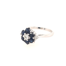 Pre Owned 18ct White Gold Sapphire and Diamond Cluster Ring ZV980